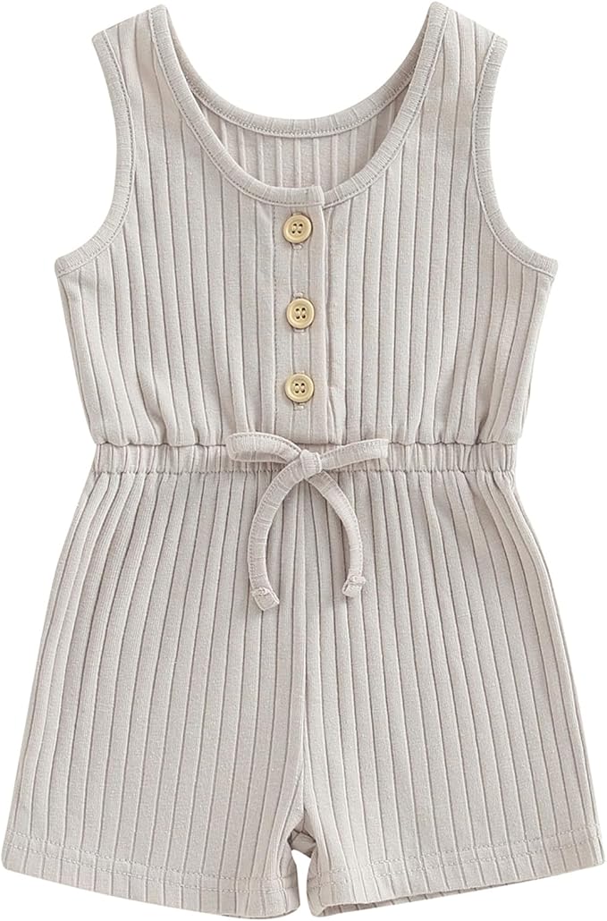 Toddler Baby Girl Summer Basic Plain Sleeveless Halter Romper Jumpsuit Overalls Clothes 1501